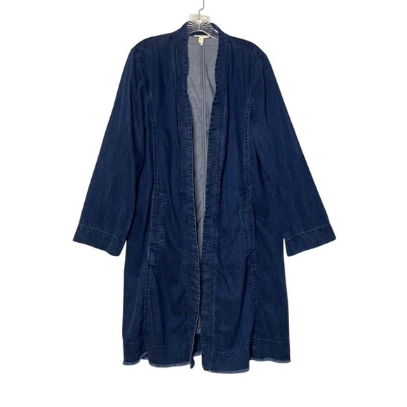 Eileen Fisher Organic Stretch Cotton Denim Jacket Cardigan Boho Women's Size M - Picture 2 of 8